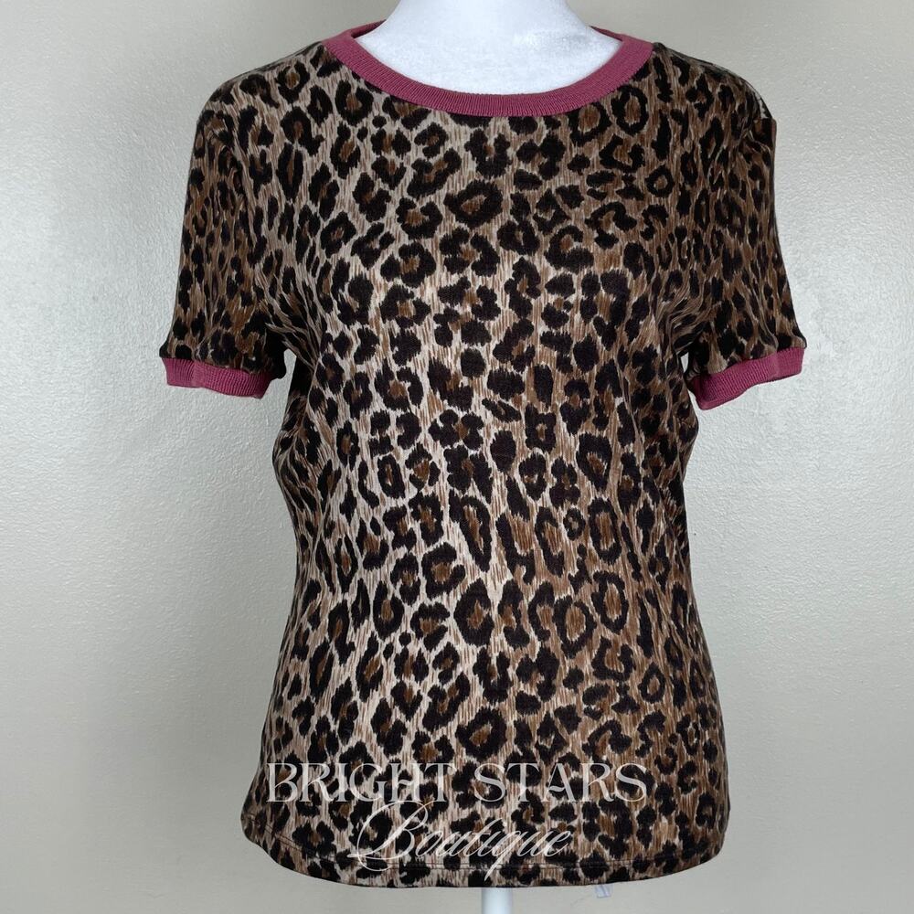 Extremely Rare Leopard Print Designer Top ASO Lorelai Gilmore Girls Brown Pink - Picture 5 of 15